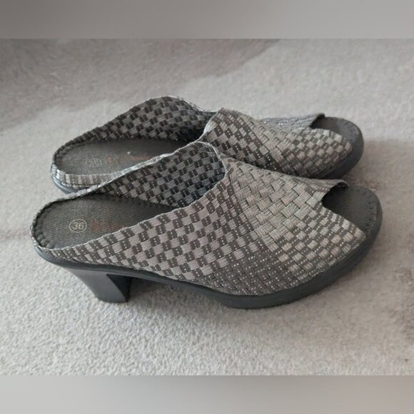 Bernie Mev Metallic Silver Grey Mule Heels Size 36 - Picture 7 of 11